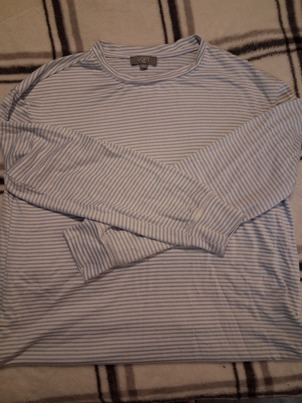 LOFT Light Blue & White Striped Long Sleeve Pajama SET
